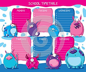 School timetable monsters