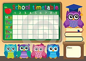 School timetable with owls