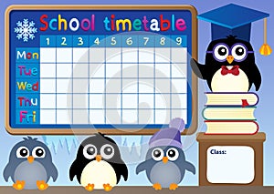 School timetable with penguins