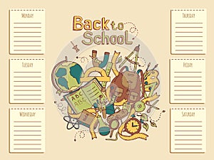 School timetable Sketch colored illustration