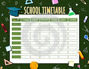 School Timetable Template with Educational Elements.