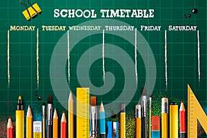 School timetable template for students or pupils. Vector Illustration photo