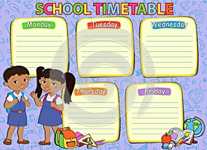 School timetable thematic image vector illustration.