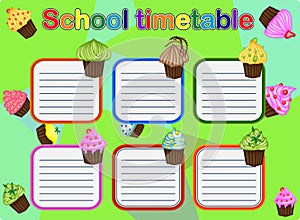 School Timetable, a weekly curriculum design template, scalable graphic with watercolor butterflies