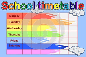 School Timetable, a weekly curriculum design template, scalable graphic with watercolor butterflies