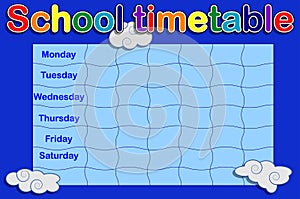 School Timetable, a weekly curriculum design template, scalable graphic with watercolor butterflies