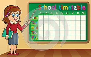 School timetable with woman teacher