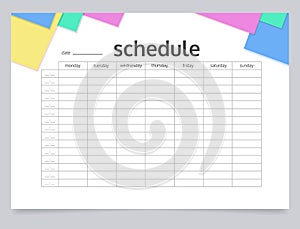 School timetable worksheet design template