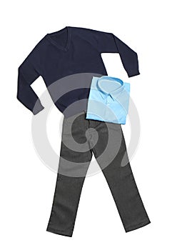 School uniform for boy on white background photo