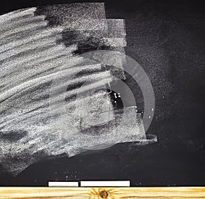 The school or university blackboard with threadbare chalk