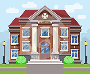 School or university building. Vector flat education concept