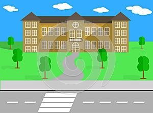 SCHOOL VECTOR BUILDING AND SCHOOLYARD
