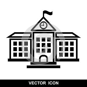 School vector icon, isolated building on white background