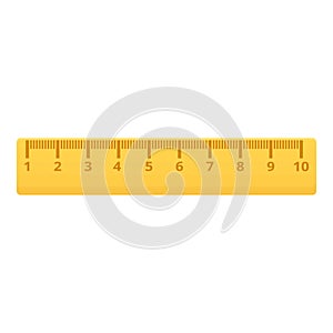 School wood ruler icon, cartoon style