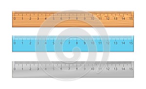 School wooden, plastic ruler with centimeter scale