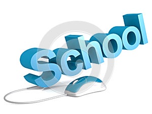 School word with blue mouse