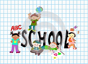 School ( word ) group diverse children