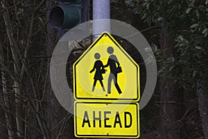 school zone ahead sign on the side of the road