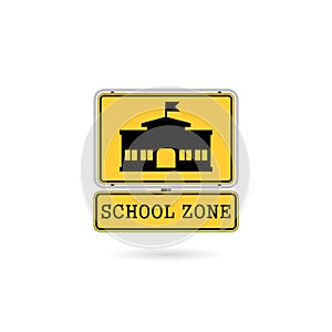 School zone icon isolated on white background