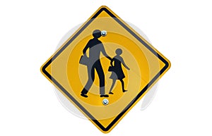 School zone sign isolated on white background