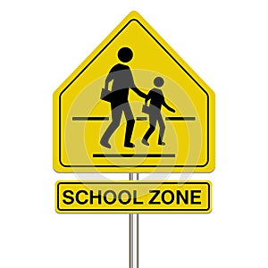 School zone sign on a white background