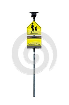 School zone warning sign and light