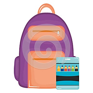 Schoolbag and colors pencils supplies