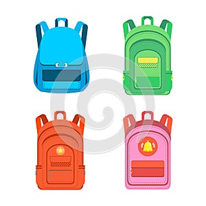 Schoolbag. Satchel. Colored school backpacks set.