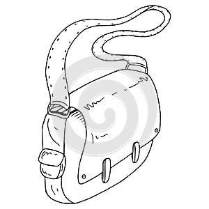 Schoolbag. Vector illustration of a schoolboy`s briefcase, a student.  Hand drawn briefcase businessman