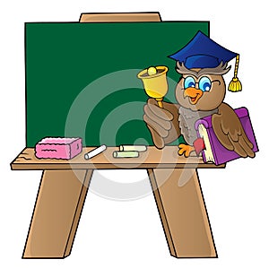 Schoolboard with owl teacher