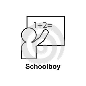 schoolboy at the blackboard icon. Element of school icon for mobile concept and web apps. Thin line icon for website design and de