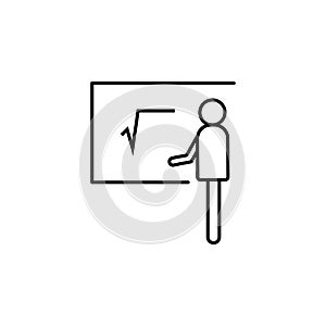 schoolboy at the blackboard outline icon. Element of simple education icon for mobile concept and web apps. Thin line schoolboy at