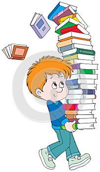 Schoolboy with books