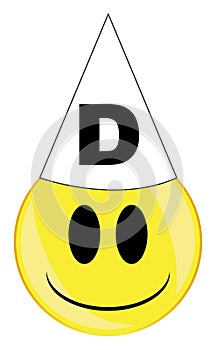 Dunce Smile Face Button Isolated