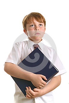 Schoolboy holding a book