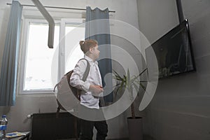 Schoolboy at home