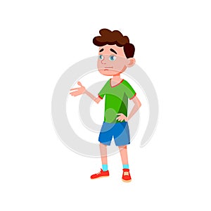 schoolboy introducing with new boy pupil at school cartoon vector