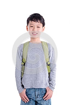 Schoolboy over white background