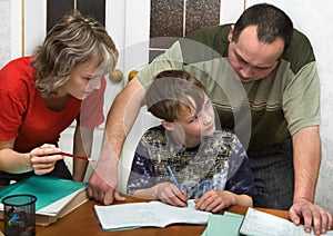 Schoolboy and parents