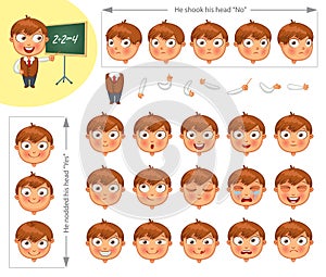 Schoolboy. Parts of body template for design work and animation