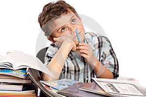 Schoolboy reluctant to doing homework