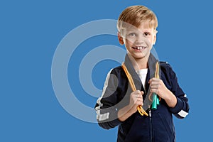 Schoolboy with skipping rope