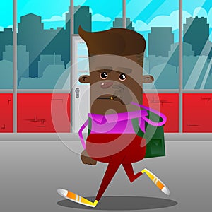 Schoolboy zipping his mouth. Vector cartoon character illustration.