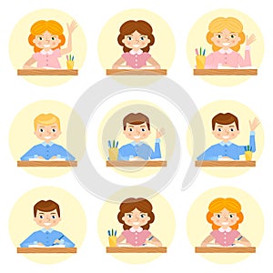 Schoolchild avatar vector illustration.