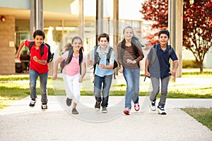 Schoolchildren at home time photo