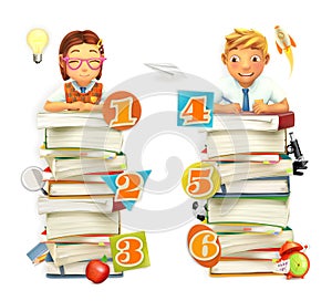 Schoolchildren. School infographic elements