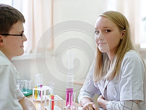 Schoolchildren in science class