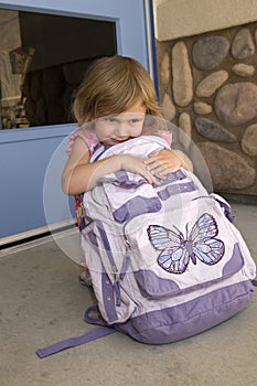 Schoolgirl with backpack