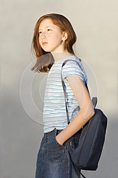 Schoolgirl with backpack