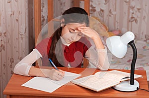 Schoolgirl doing homework